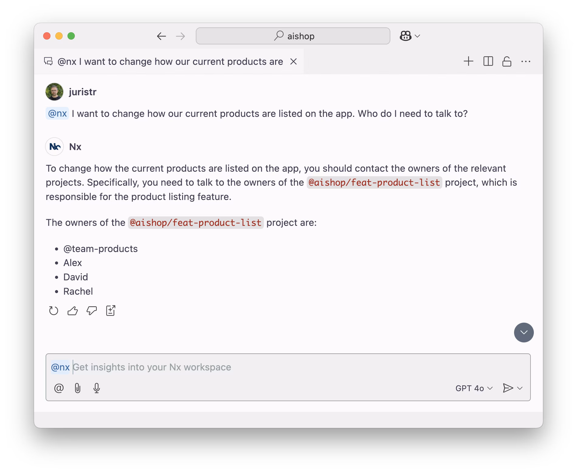 Example of LLM providing ownership information